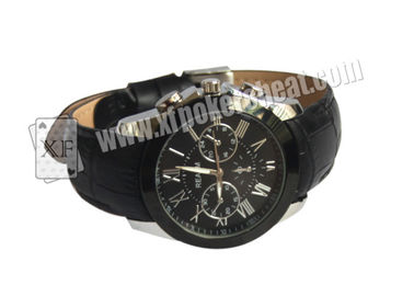 Black Leather Strap Wrist Watch Spy Camera Poker Scanner For Side - Marks Playing Cards